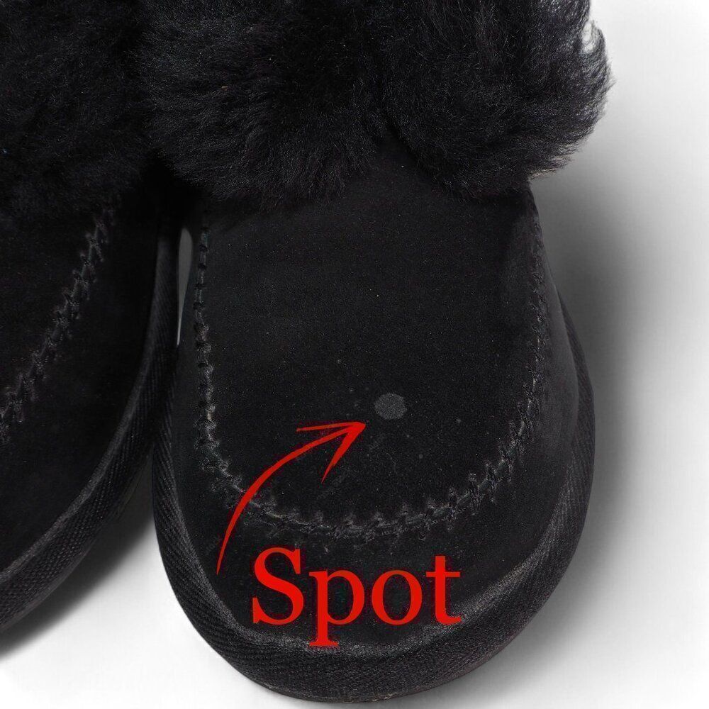 UGG Kallen Suede Moc‎ Toe Pom Pop Suede Ankle Booties Black 1017541 Women's 7 - Picture 12 of 12